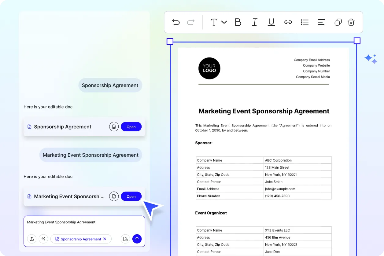 Free AI Sponsorship Agreement Generator, Free Sponsorship Contract Maker Online